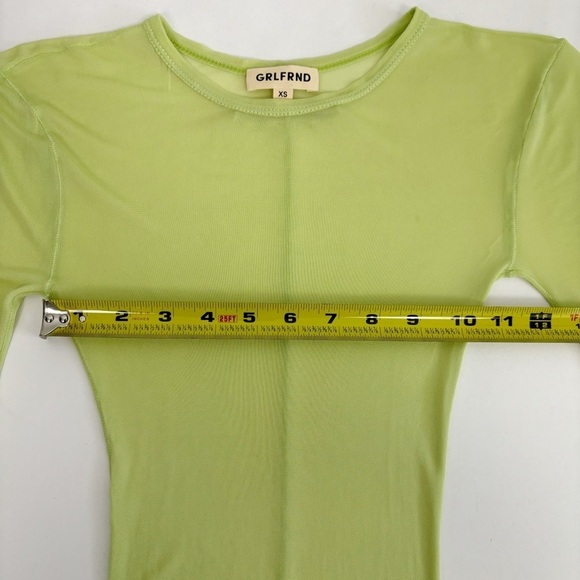 GRLFRND Long Sleeve Mesh Tee in Electric Lime Size XS - Picture 11 of 12